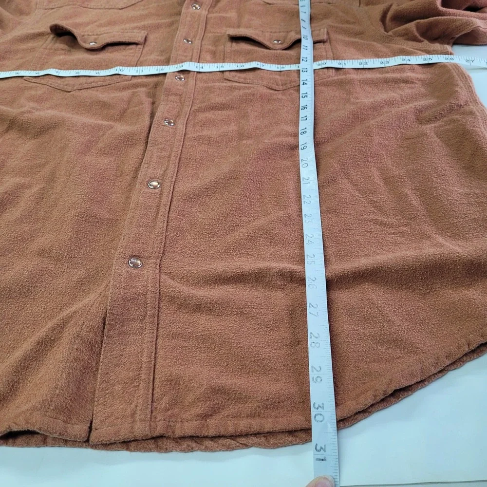 Work n Sport XL Western Flannel Shirt Mens Copper Brown Long Sleeve Snap Pockets